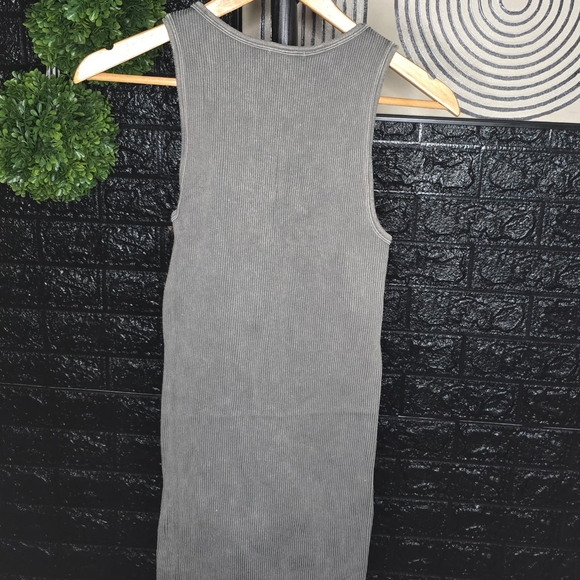 Gray Ribbed Tank Dress - Picture 2 of 3